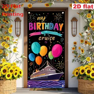 2D Flat Door banner Birthday Cruise Sailing with Joy Home Indoor Outdoor Party Decorations, Door Decoration Decorations, Specially Designed for Home Office Decor, Suitable for Bedroom, Office, Kitchen, Living Room