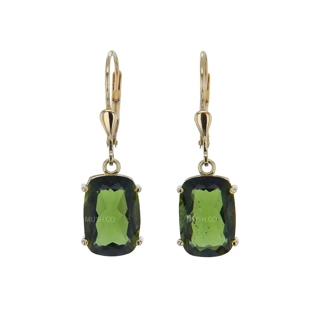 Cosmos 14K Gold Moldovite Earrings