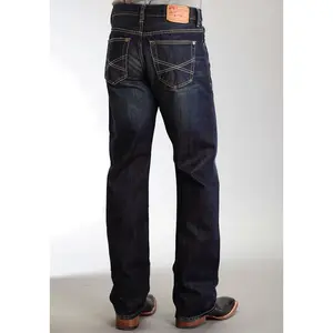 Stetson Mens 1312 Destructed Double Needle X Blue 100% Cotton Jeans