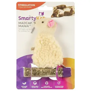 SmartyKat Madcap Mania Refillable Plush Catnip Toy, Randomly Selected Color, One Size, Includes Catnip Tube Wand Toys with Catnip