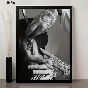 1 Piece Frameless Barber Shop Canvas Print Photo Poster - Black and White, Artistic Haircut Scene, Modern Minimalist Wall Decoration, Suitable for Living Room, Salon, Cafe or Men's Space - Professional Beauty Decoration, Exclusive for Barber Enthusiasts