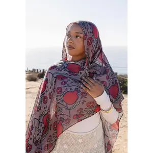 Bamboo Woven Printed Hijab - Pomegranate Molassess