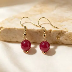 <PingEast jewelry > Natural Ruby ball earrings