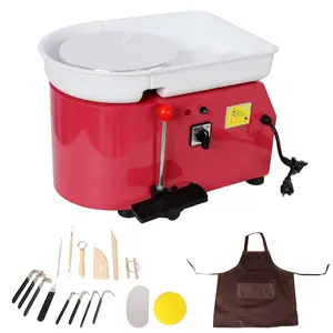 10 Inch Electric Pottery Wheel, Ceramic Clay Machine with Foot Pedal & Detachable Basin, 60-300RPM Adjustable Speed,Complete DIY Pottery Tools for Adults & Beginners, Art Craft Making,Pink Color