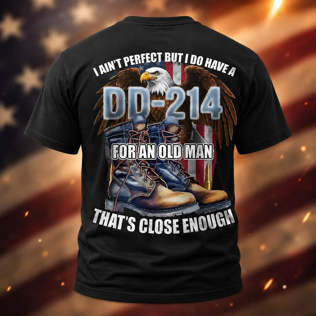 Veteran DD-214 Graphic T-Shirt, Patriotic Eagle Boots Tee, Funny Military Retirement Shirt