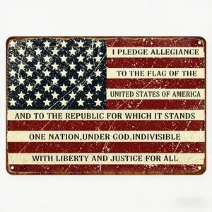 US American Flag -Metal Plaque Retro Metal Sign Vintage Tin Sign I Pledge Allegiance to The Flag of The United States of America Sign for Plaque Poster Cafe Bar Wall Art Sign Gift 8 X 12 in