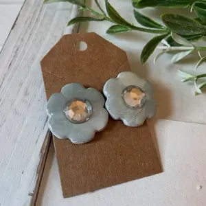 Grey Jumbo Flower Stud Earrings