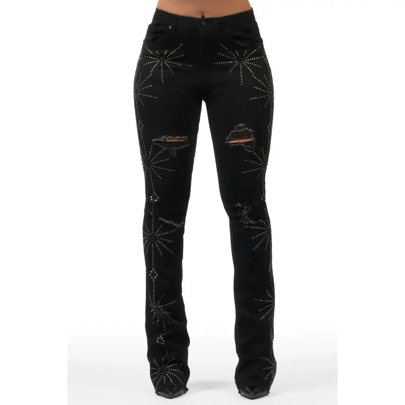 tornado mart tribal studded flared jeans - TikTok Shop