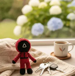 Squid Soldier Keychain Set, 100% Cotton Handmade Basic Fashion Accessory Pendant, Unique Personalized Everyday Gift