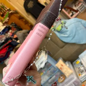 Christian Bible Decor Chain with Cross & Angel Wing Charms | Faith Bible Accessory