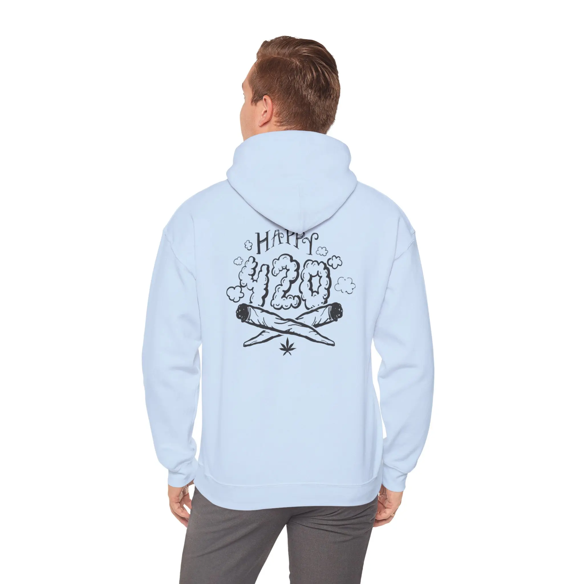 Happy 420 Hoodie Sweatshirt, Weed Smoker Gift, Stoner Apparel, Marijuana Lover Clothing, Pot Leaf Pullover