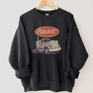 Peterbilt Logo Hoodie – Classic Red Oval Truck Brand Pullover, White Diesel Trucker Sweatshirt, Vintage Semi Rig Graphic Hoodie, Gift for Big Rig Lovers, Unisex Fit