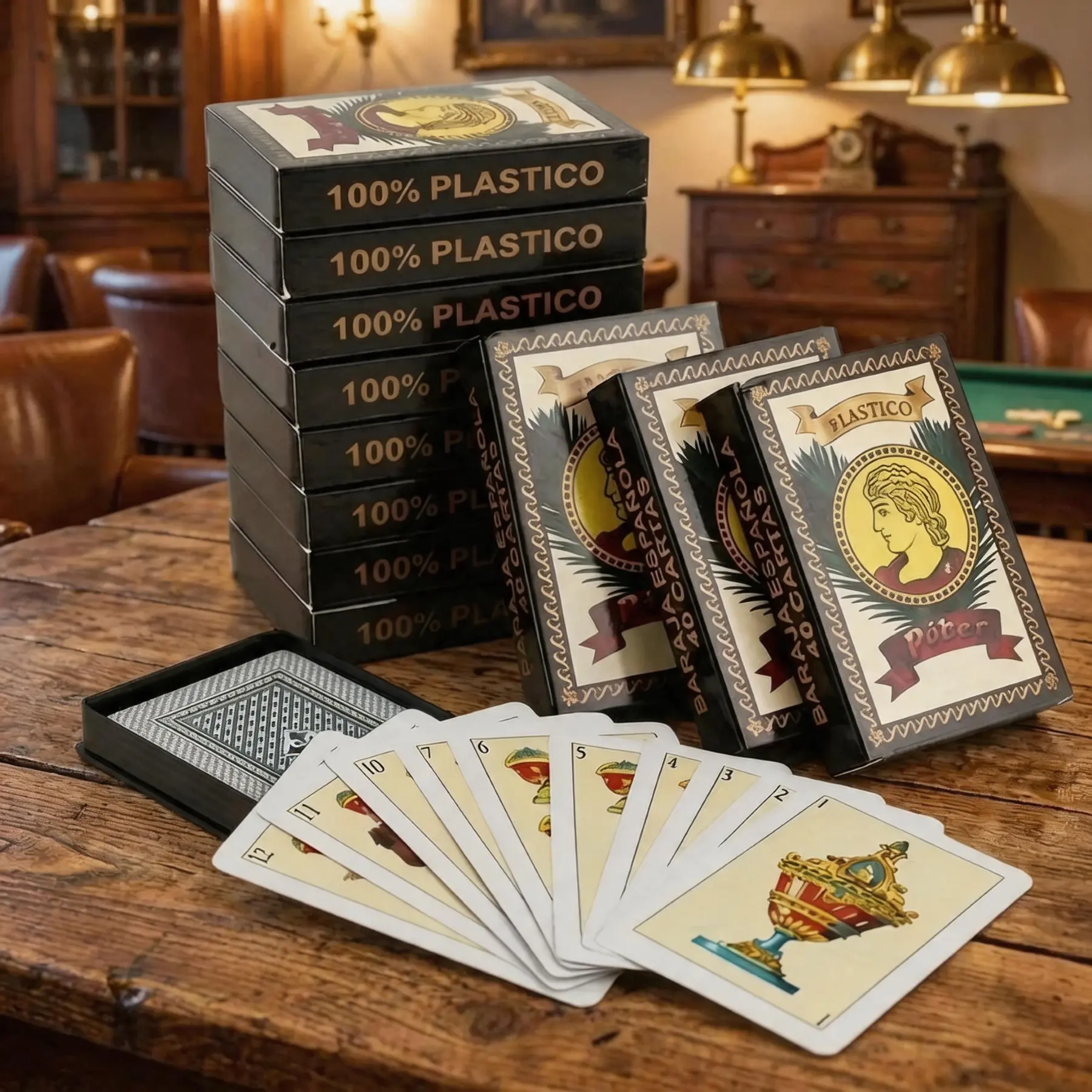 Spanish Playing Cards 40-Pack Set | Traditional Water-Resistant Plastic Decks for Truco, Brisca, & Conquian | Durable & Fun for Game Night with Storage Boxes