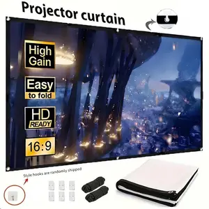 100-inch Ultra HD Projection Screen, 16:9 High Density, Easy-Folding, Wrinkle-Resistant Portable Cinema Projection Screen, Suitable for Home and Outdoor Use, Easy to Move and Portable