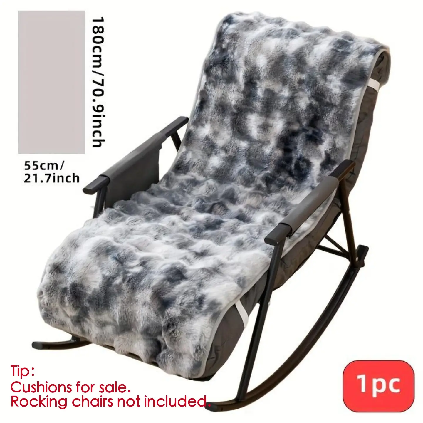 1pc Faux Fur Rocking Chair Cushion, Soft Plush Seat Cover with Non-Slip Straps, Machine Washable Decorative Pad for Living Room Bedroom, Removable Washable Slipcover, Universal Chair Cover, Chair Seat Covers, Chair Seat Slipcovers
