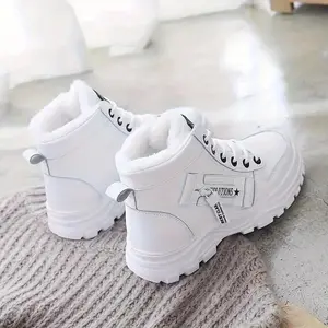 Women's Platform Sneakers, Casual Lace Up Plush Lined Short Boots, Comfortable Winter Boots plus size
