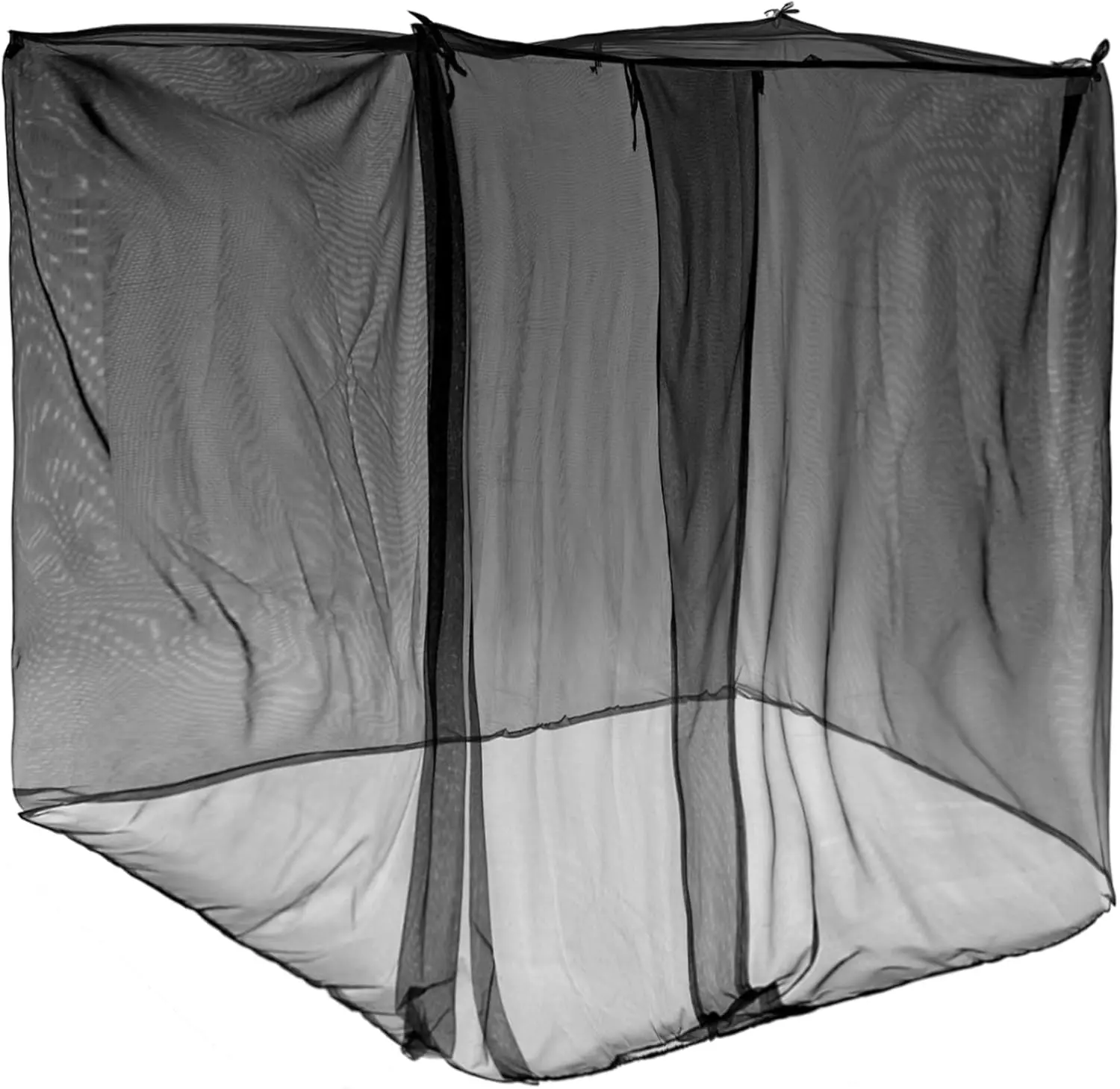 4 Corners Net for Bed, Mosquiteros para Camas Bed Canopies Netting Drapes Rectangular Mesh for Camping Home Travel(Black,L79 X W71 X H67 Inch,1 Opening)