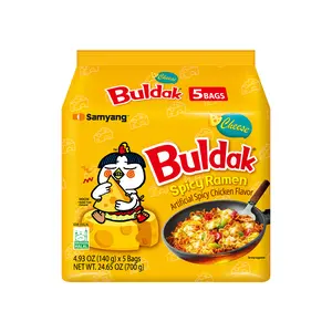 Buldak Korean Spicy Chicken Stir Fried Ramen Cheese Flavor Super Hot Spicy Noodles Authentic Ramyun (Pack of 5)