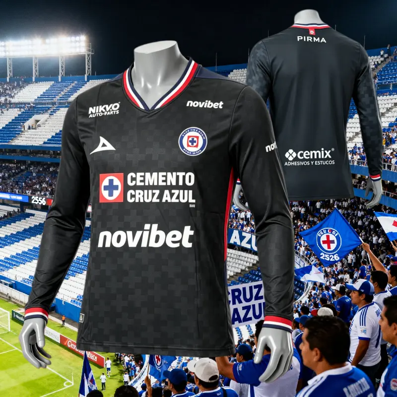 2526 Mexico League  Cruz Azul Black Long Sleeve Top Football Jerseys LIGAMX Fan Edition