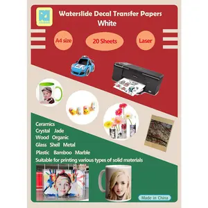 20 Sheets DIY Laser Water Slide Decal Paper White Image Transfer Paper