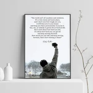 Rocky Motivational Quote unframed Poster, Rocky Balboa Movie Wall Art Print, Sylvester Stallone Vintage Film Poster, Boxing Inspiration Decor for Gym Office, Gift Ideas for Him, UNFRAMED