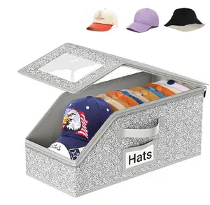 Summervibes-Stackable Baseball Cap Storage Box, Stackable Hat Storage for Baseball Caps  Durable Foldable Cardboard Organizer  Large Capacity Hat & Toy Storage Solution, Versatile Home & Bedroom Organizer, Dustproof, Space Saving