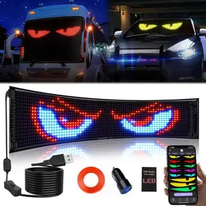 Huge Bright Devil Eyes LED Light for Car23''x5'' Flexible Digital Scrolling LED Display Bluetooth APP Control Custom Text Patter