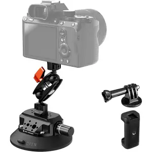 K&F CONCEPT 4.5" Suction Cup Camera Mount with Magic Arm, ARRI Style 1/4" 3/8" Threads, Quick Release Car Mount Compatible with Gopro DJI Insta360 for DSLR Action Camera Phone Video Shooting