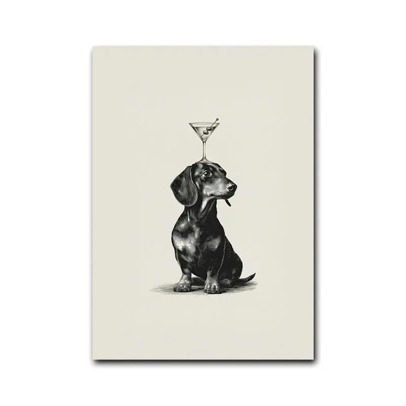 Dachshund Martini Theme Wall Decor Vintage Dog Cocktail Art Fun Dachshund Poster Unique Bar Cart Dec Home Decor ideas
