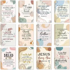 12 Pack Christian Gifts for Women Church Bulk Teacher Graduation Spiral  Verse Notebooks A5 Inspirational Religious Journals Prayer Scriptures Notepad for Sunday School(Boho)