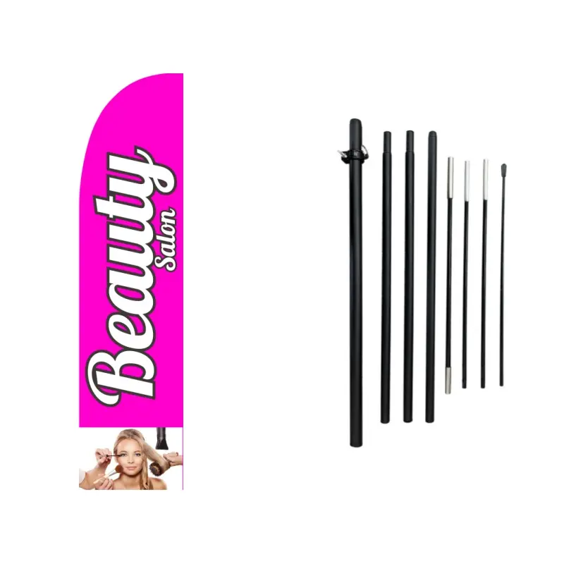 11.5ft Flagpole-Compatible Heavy-Duty Polyknit Swooper Flag Banner - Double-Sided 110g Windless Feather Advertising Sign for Outdoor Beauty Salons, Banners