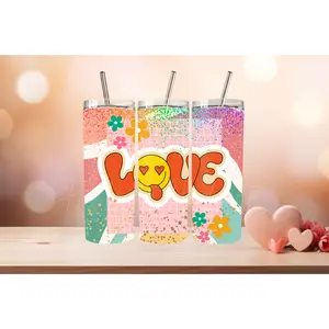 Retro love insulated tumbler, St.Valentine's gift tumbler, St Valentine's tumbler