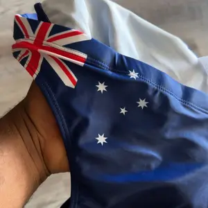 Men's Flag Print Drawstring Waist Swim Brief, Casual Comfy Breathable Swim Bottoms for Beach Swimming, Men's Swimwear for All Seasons