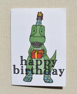 Happy Birthday Card | Dinosaur Birthday | Funny Birthday Greeting Card | T-Rex Birthday Card