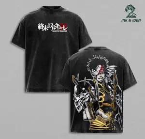 Retro Heavy Limited Qin Shi Huang x Record Of Ragnarok Anime Double Printed Vintage Washed Tee Unisex Oversize Heavyweight Cotton T-shirt for Anime Fans