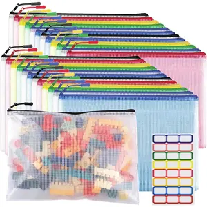 24 count Mesh Zipper Pouch Bags - A4 Zipper Bags for Classroom Organization, Board  & Puzzle Storage