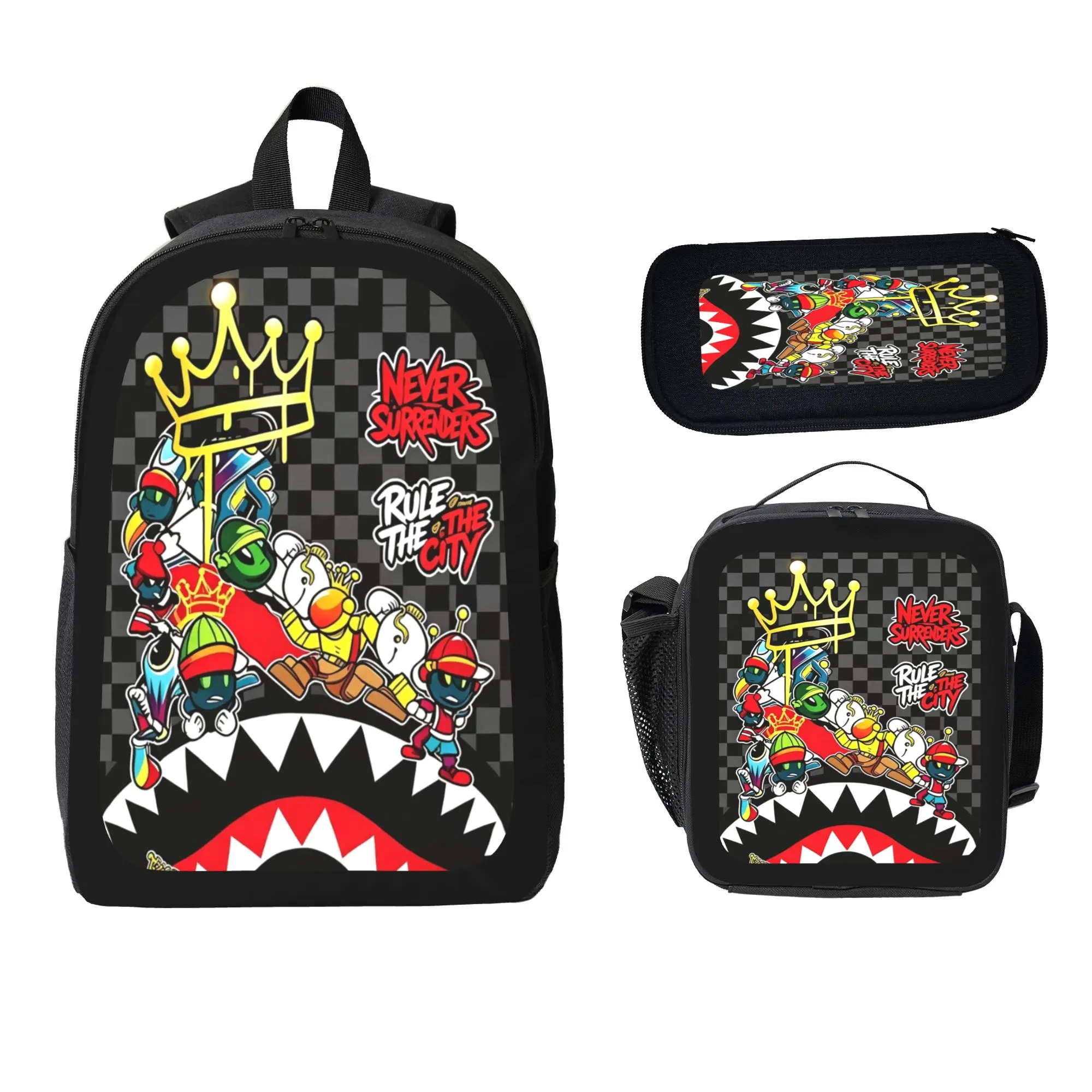 Polyester 1/2/3-Piece School Backpack Set - Includes Backpack, Lunch Bag, Pencil Case, Adjustable Straps, Zipper Closures, Ideal for Students Back-to-School Essentials1pc