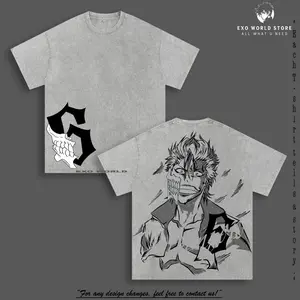 Grimmjow Jaegerjaquez “6th Espada” Vintage Washed T-Shirt, Bleach Manga Character Graphic Tee, Savage Combat Style Design, Distressed Streetwear Look, Oversized Heavy Cotton Unisex Top
