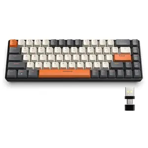ZIYOU LANG RK68 60% Wireless Mechanical Keyboard, Bluetooth 5.0/2.4GHz with Dual Mode 2-in-1 Receiver, Compact 68-Key Hot Swappable Gaming Keyboard, Linear Red Switch for PC Mac Xbox