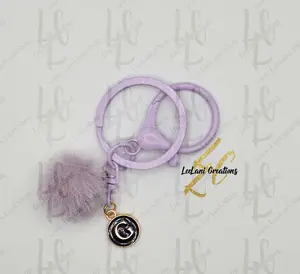 Fluffy Initial Keychain – Minimalist Pom Pom Charm Gift