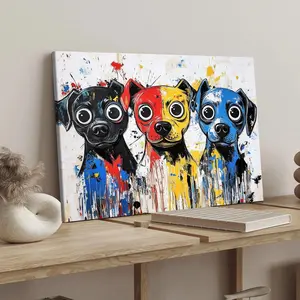Dog Pattern Canvas Painting with Frame, 1 Count Modern Art Decoration, Wall Art for Home Living Room Bedroom Office