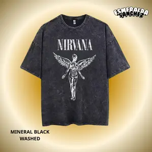 Nirvana Unisex Washed Vintage Band Tee, 90's Rock Music Shirt