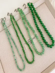 Chinese-Style Gradient Green Pearl Necklace 4 Different Sizes A Gentle Gift for Your Girlfriend or Mother's Day
