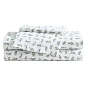 Eddie Bauer Laurel Leaves White-Green Queen Sheet Set