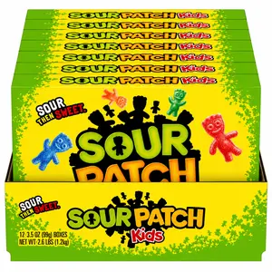SOUR PATCH KIDS Soft & Chewy Gummy Candy, Bulk Candy, 12 - 3.5 oz Boxes