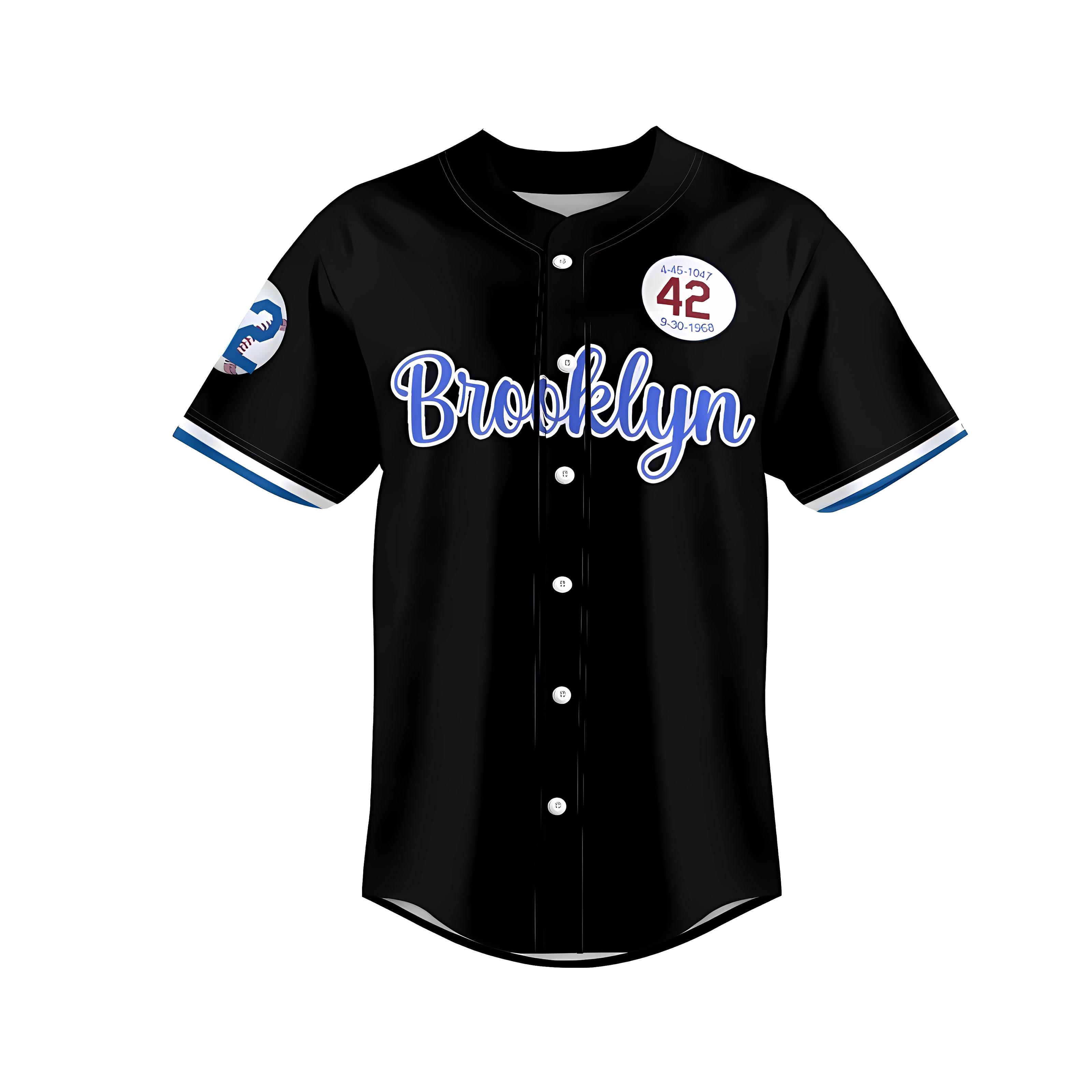 Madjus Men's Black Legend 42 Button DownJersey Blue White 90s Hip Hop BaseballJersey Stitched Trendy Casual BreathableGift baseball jersey