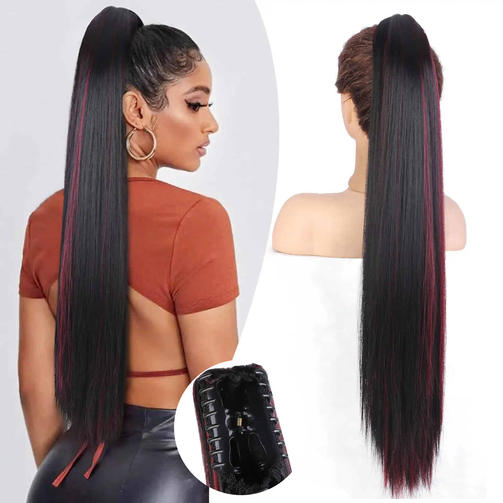 Black mixed Wine Red -Straight