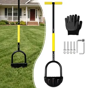 43-Inch Edger Lawn Tool, Heavy Duty Lawn Edger, Half Moon Steel Saw-Tooth Blade with Wide Footplate & Ergonomic T-Grip Handle, Manual Border Grass Edger for Lawn, Sidewalk & Garden Landscaping