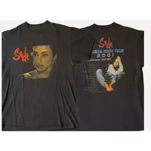 2001 Sade Lovers Rock Tour 2 Sided Basic Black Graphic T Shirt