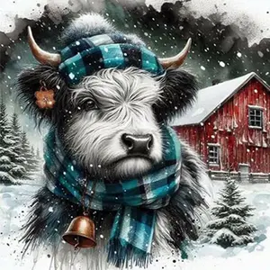 New! Best-Selling DIY 5D Diamond Painting Kit, Christmas Cow Bell Theme, Full Drill Mosaic Craft, Home Wall Decor Gift, Handmade Gifts